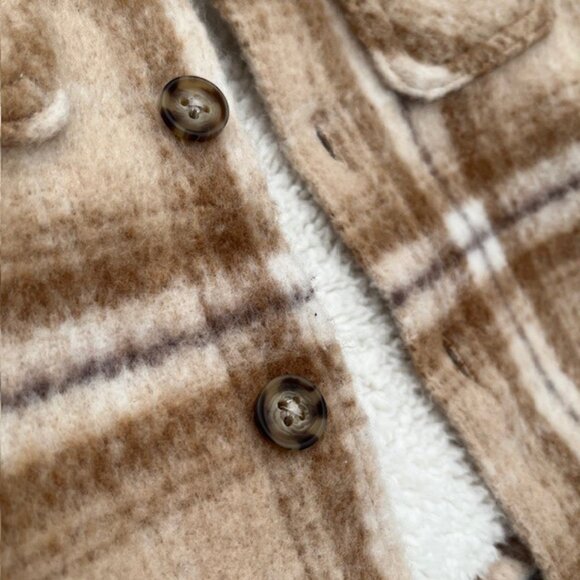 Baby Carter's Plaid Shacket, Cream Brown Tan, Size 3 months - Picture 2 of 10